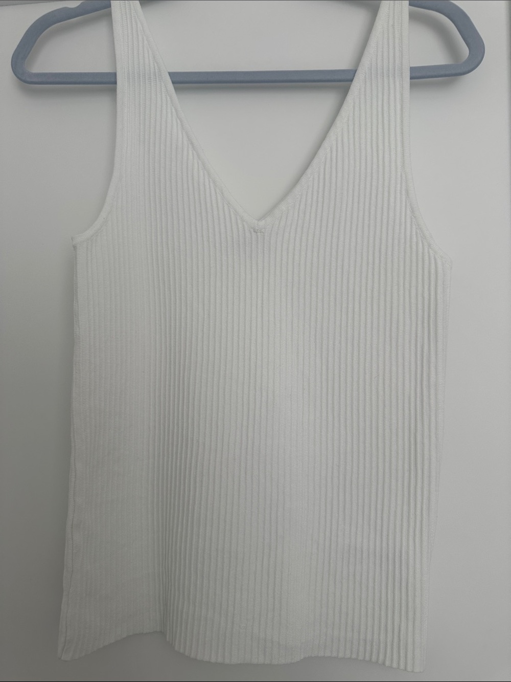 Another Love White Ribbed V-Neck Tank Top